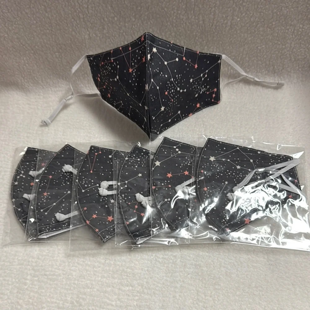 7 piece Galaxy Cosmic Constellation Pattern Pure Cotton Face Masks New